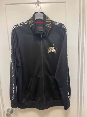 Men’s XL Jordan Jumpman Classics Tricot Warmup Track Jacket Black/Gold/Silver